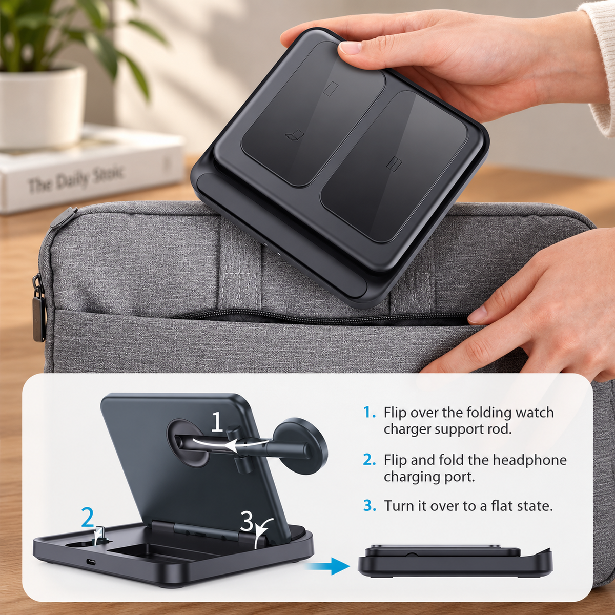 WanderS Samsung Z Fold 3-in-1 Foldable Wireless Charger 15W
