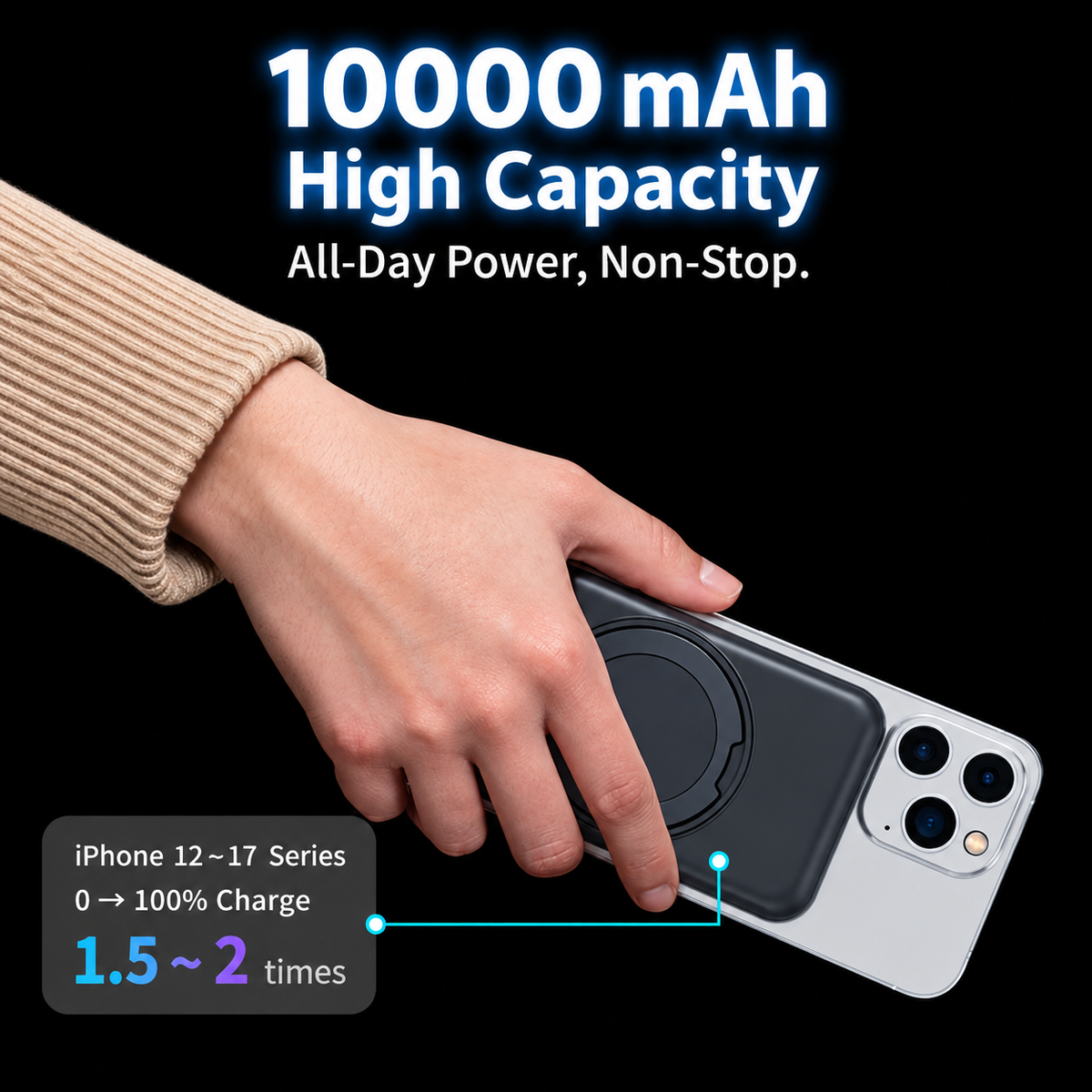 WanderS 10000mAh 15W Cooling Magnetic Power Bank