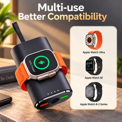 WanderS 5000mAh Phone & Apple Watch Power Bank with Built-in Cable