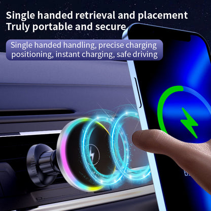 WanderS 15W RGB LED Car Wireless Charger with Aluminum Alloy Frame