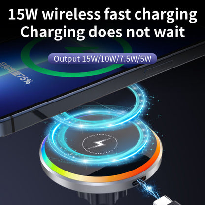 WanderS 15W RGB LED Car Wireless Charger with Aluminum Alloy Frame