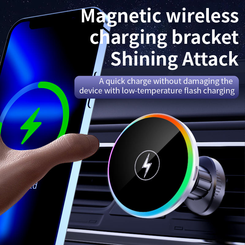 WanderS 15W RGB LED Car Wireless Charger with Aluminum Alloy Frame