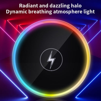 WanderS 15W RGB LED Car Wireless Charger with Aluminum Alloy Frame