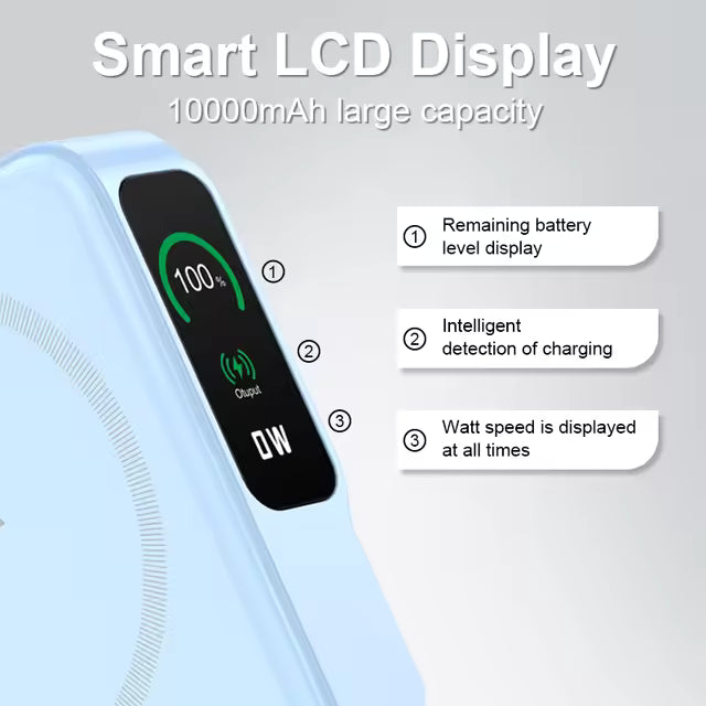 WanderS 10000mAh Magnetic Power Bank with Digital Display