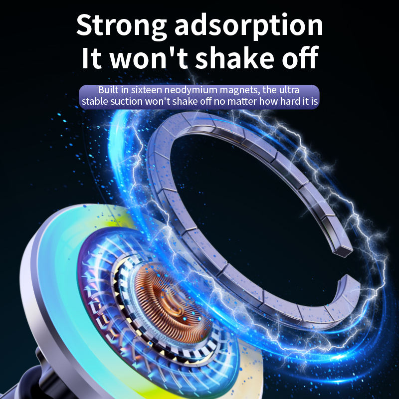 WanderS 15W RGB LED Car Wireless Charger with Aluminum Alloy Frame