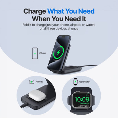 WanderS 3-in-1 Qi2 15W Foldable MagSafe Wireless Charger