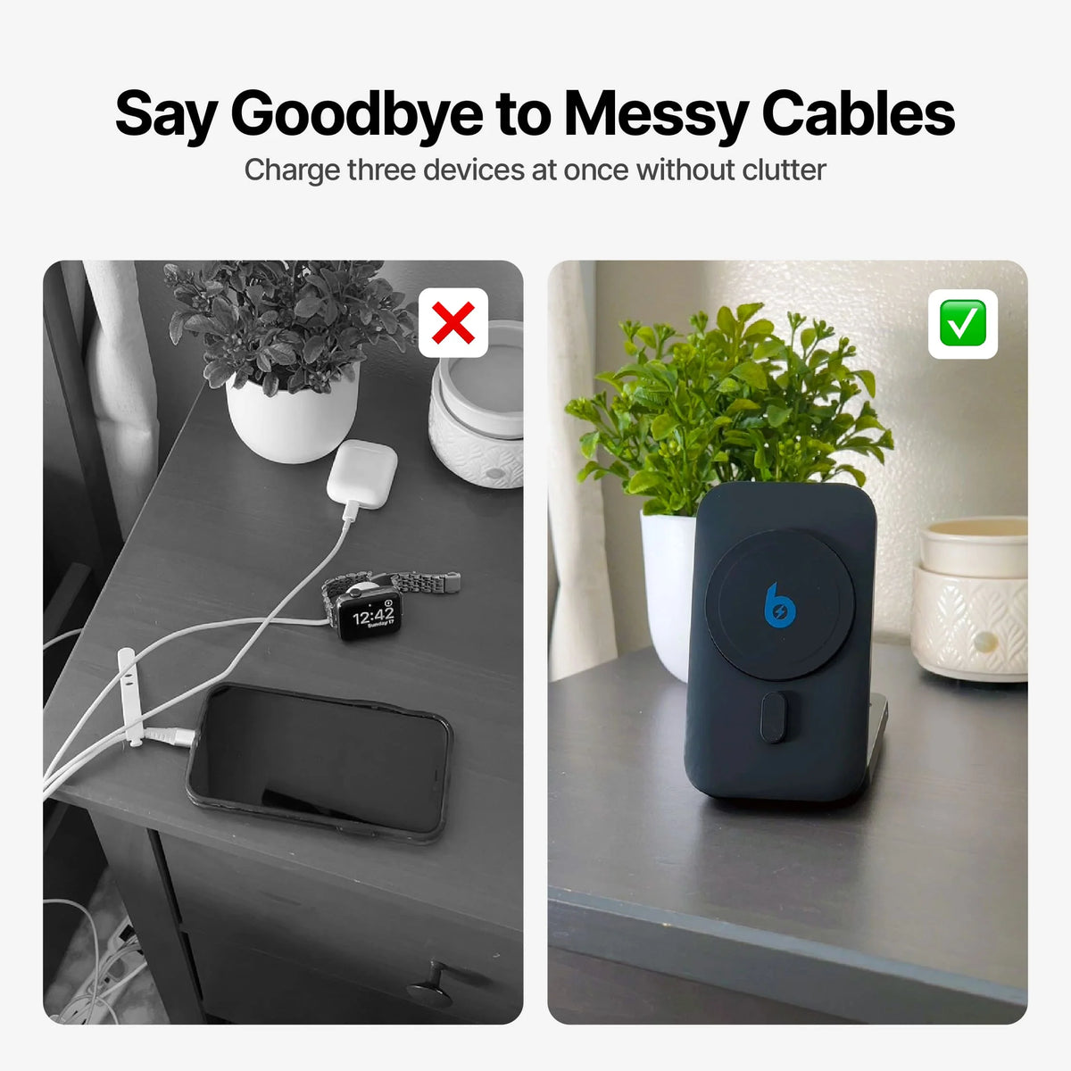 WanderS 3-in-1 Qi2 15W Foldable MagSafe Wireless Charger