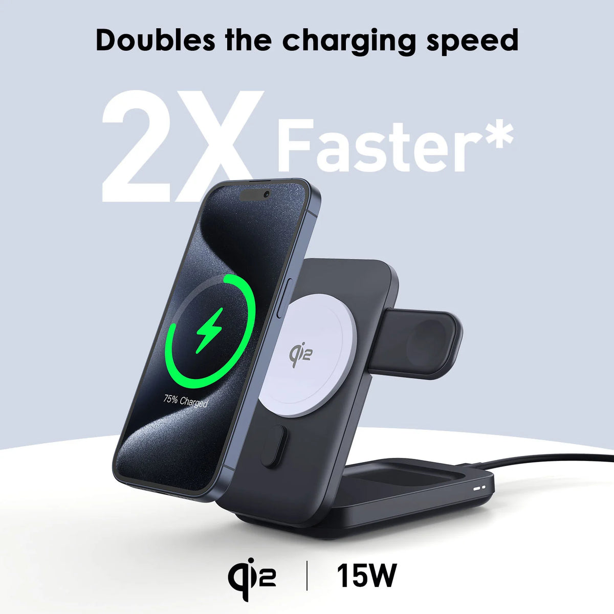 WanderS 3-in-1 Qi2 15W Foldable MagSafe Wireless Charger