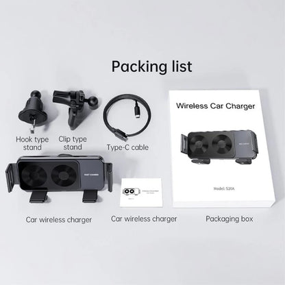 WanderS 15W Dual-Coil Auto-Clamp Car Wireless Charger