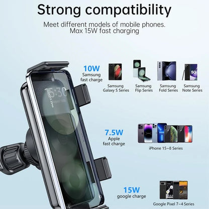 WanderS 15W Dual-Coil Auto-Clamp Car Wireless Charger