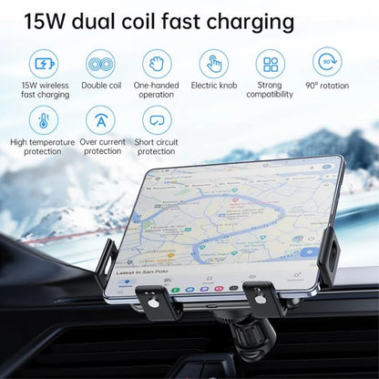 WanderS 15W Dual-Coil Auto-Clamp Car Wireless Charger