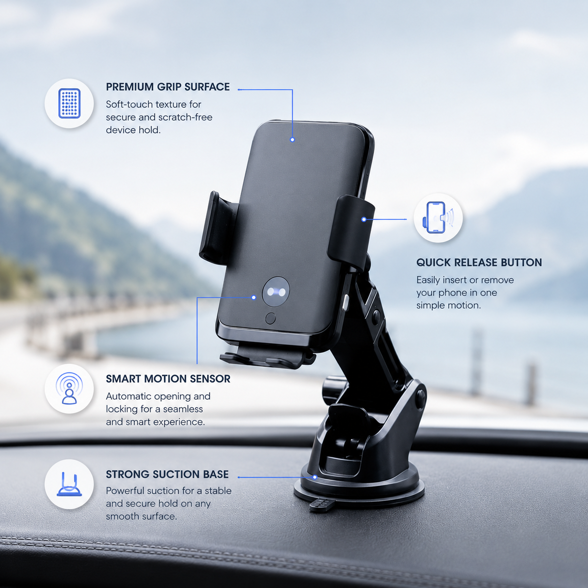 WanderS 15W Car Wireless Charger with Illuminated Logo