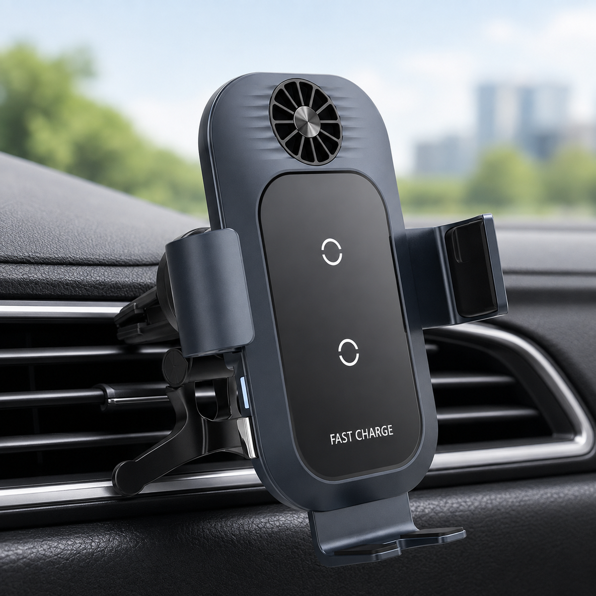 WanderS 15W Cooling Fan Dual-Coil Car Wireless Charger