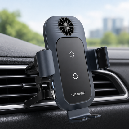 WanderS 15W Cooling Fan Dual-Coil Car Wireless Charger