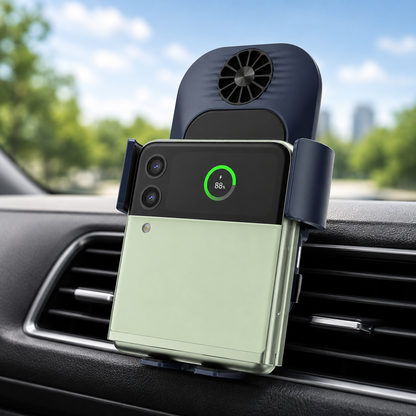 WanderS 15W Cooling Fan Dual-Coil Car Wireless Charger