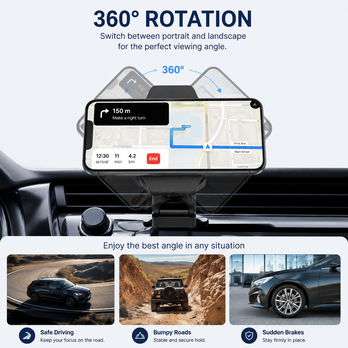 WanderS 3-in-1 15W Magnetic Car Wireless Charger