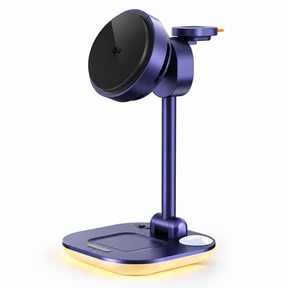 WanderS 4-in-1 Qi2 25W Max Navy Blue Cooling Wireless Charging Stand