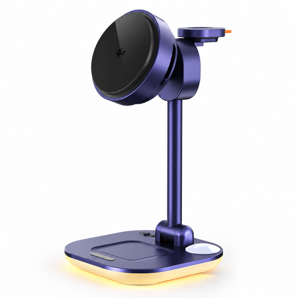 WanderS 4-in-1 Qi2 25W Max Navy Blue Cooling Wireless Charging Stand
