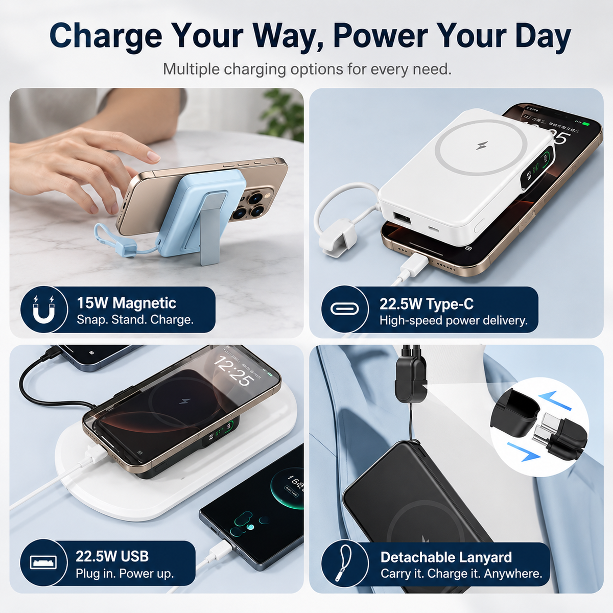 WanderS 10000mAh Magnetic Power Bank with Digital Display
