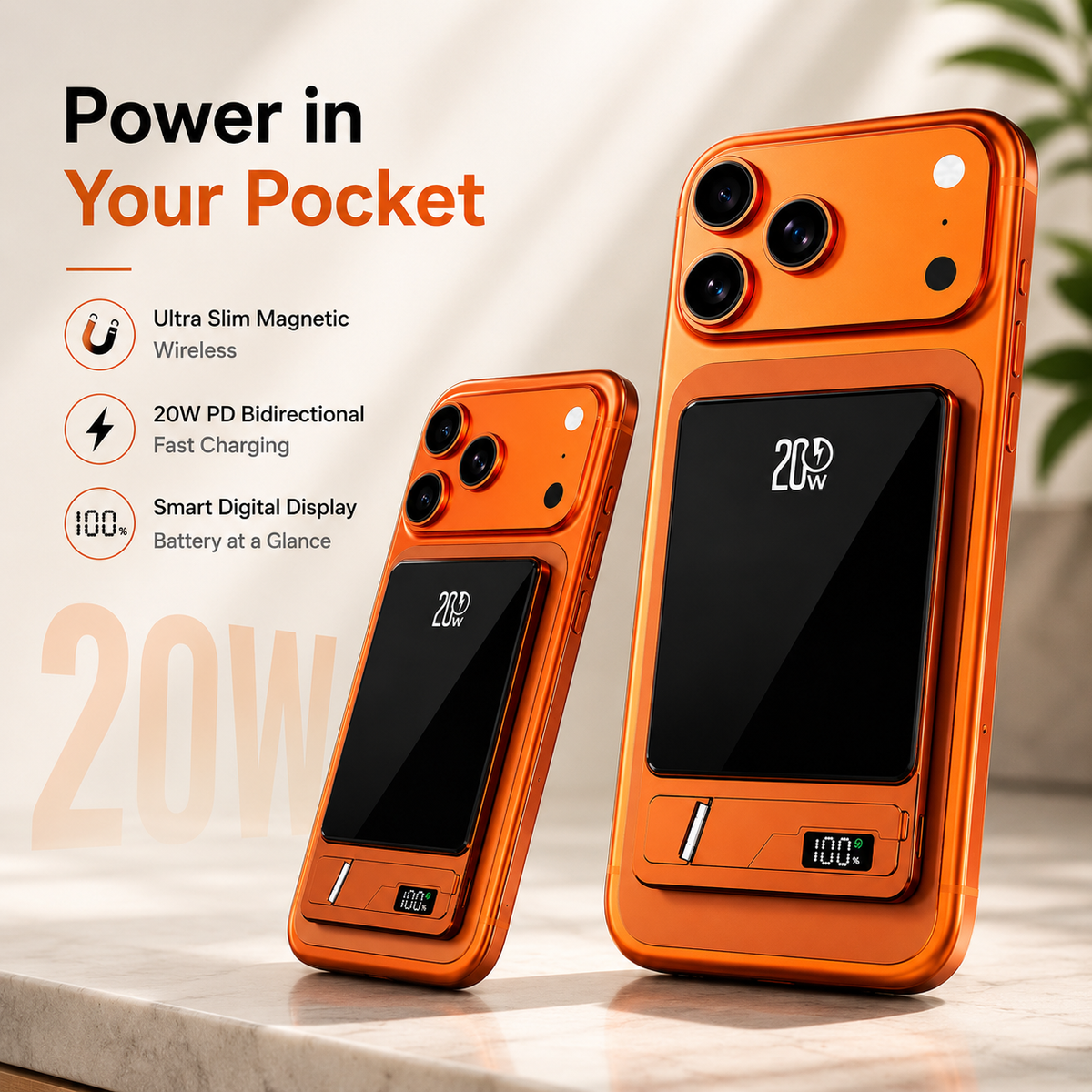WanderS 5000mAh Ultra-Thin Magnetic 20W Power Bank