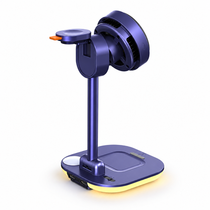 WanderS 4-in-1 Qi2 25W Max Navy Blue Cooling Wireless Charging Stand