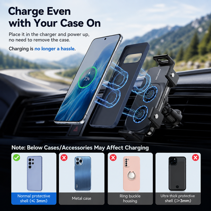 WanderS 15W Dual-Coil Auto-Clamp Car Wireless Charger