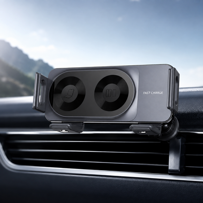 WanderS 15W Dual-Coil Auto-Clamp Car Wireless Charger