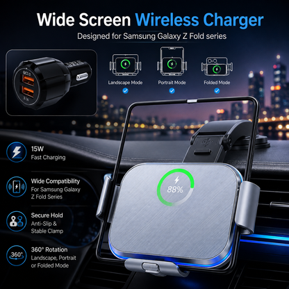WanderS 15W Samsung Z Fold Car Wireless Charger with Ambient Light