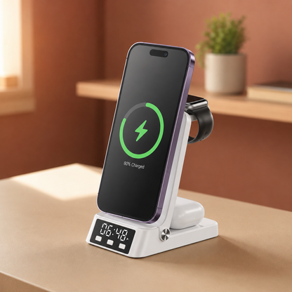 WanderS 3-in-1 Clock Wireless Charger 15W