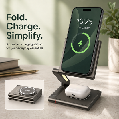 WanderS 3-in-1 Qi2 15W Aluminum Alloy Magnetic Wireless Charger