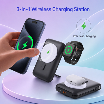 WanderS 10000mAh 3-in-1 Magnetic Power Bank 15W Max