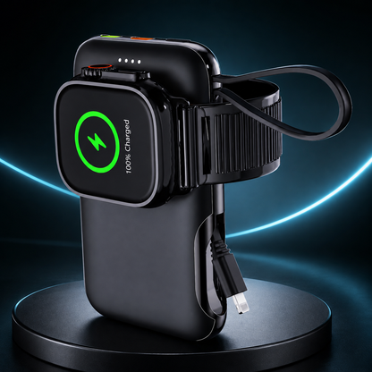 WanderS 5000mAh Phone & Apple Watch Power Bank with Built-in Cable