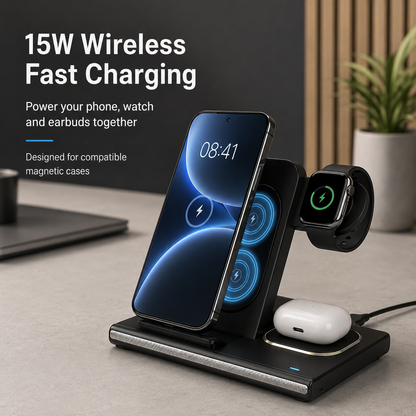 WanderS 3-in-1 Foldable Apple Wireless Charger 15W