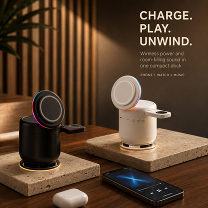 WanderS 3-in-1 15W Max Bluetooth Speaker Wireless Charger