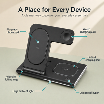 WanderS 3-in-1 Foldable Apple Wireless Charger 15W
