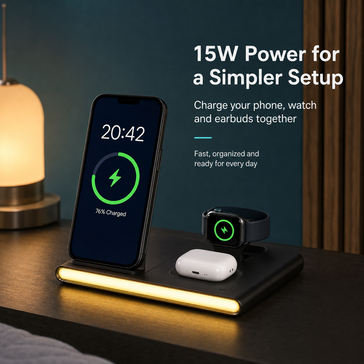 WanderS 3-in-1 Foldable Wireless Charger 15W