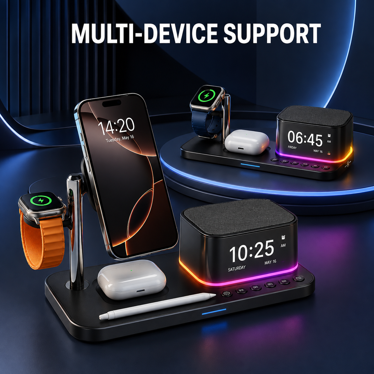WanderS 5-in-1 Qi2.2 25W Bluetooth Speaker Wireless Charger