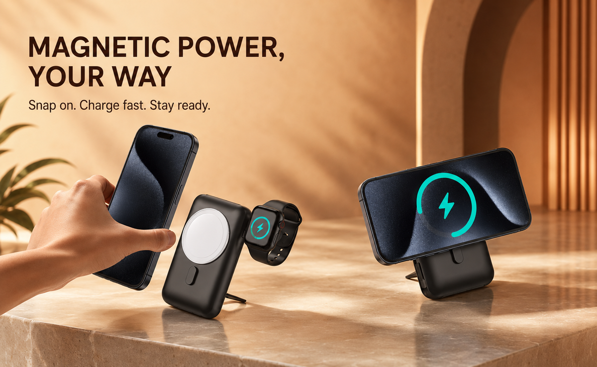 WanderS 10000mAh 3-in-1 Magnetic Power Bank 15W Max
