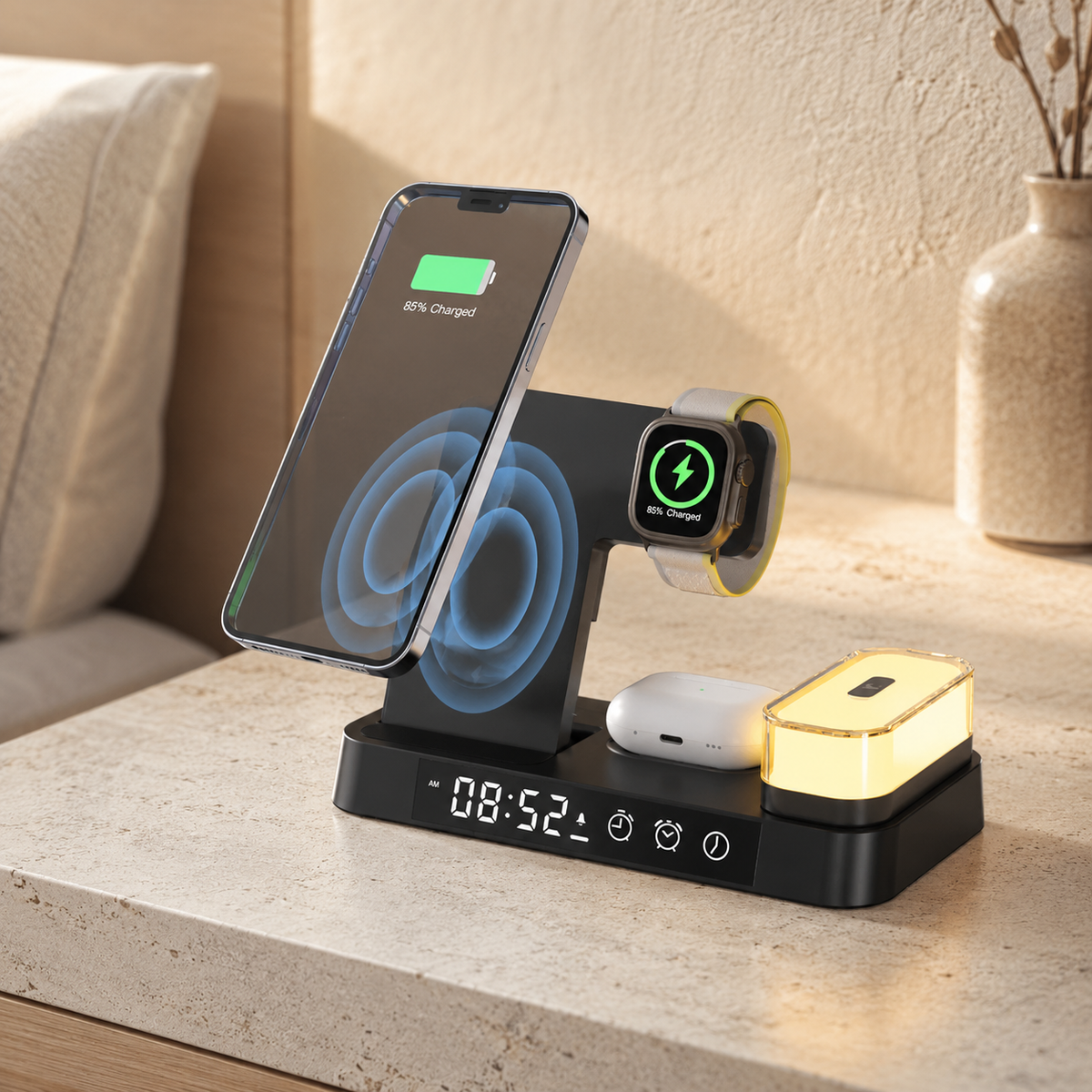 WanderS 3-in-1 Foldable Wireless Charger with RGB Night Light