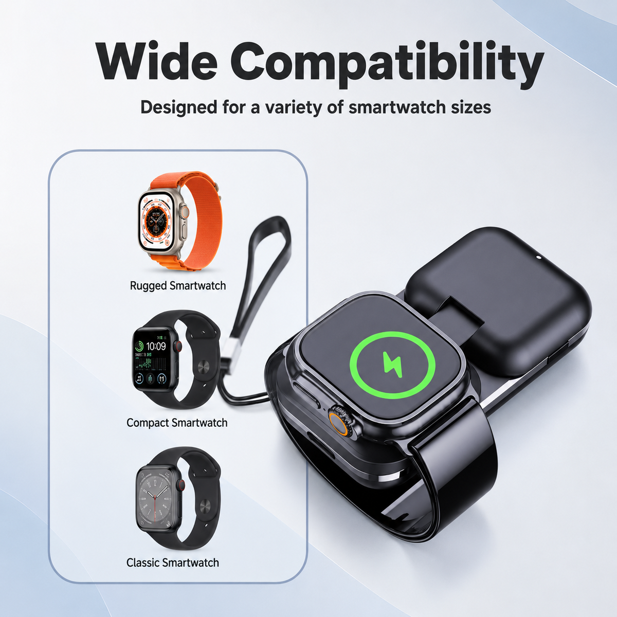 WanderS 1000mAh Apple Watch Power Bank with Foldable Charger