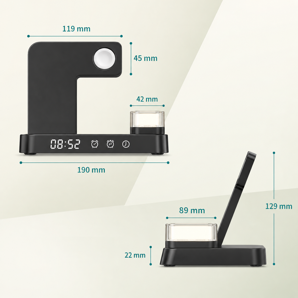 WanderS 3-in-1 Foldable Wireless Charger with RGB Night Light