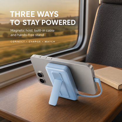 WanderS 10000mAh Magnetic Power Bank with Display & Built-in Cable