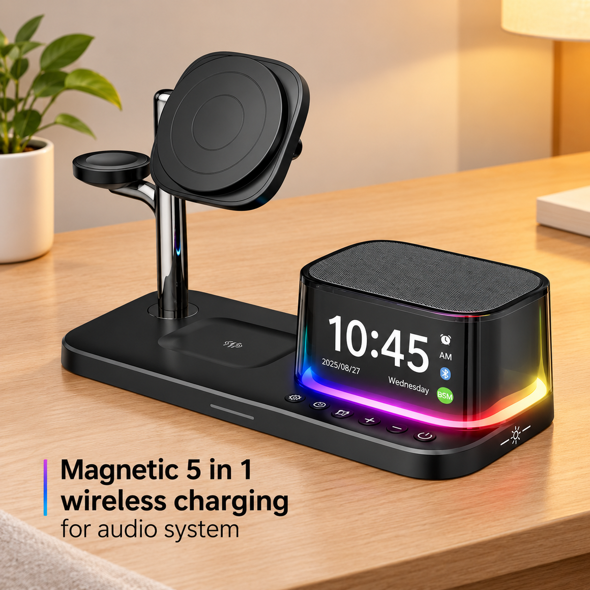 WanderS 5-in-1 Qi2.2 25W Bluetooth Speaker Wireless Charger