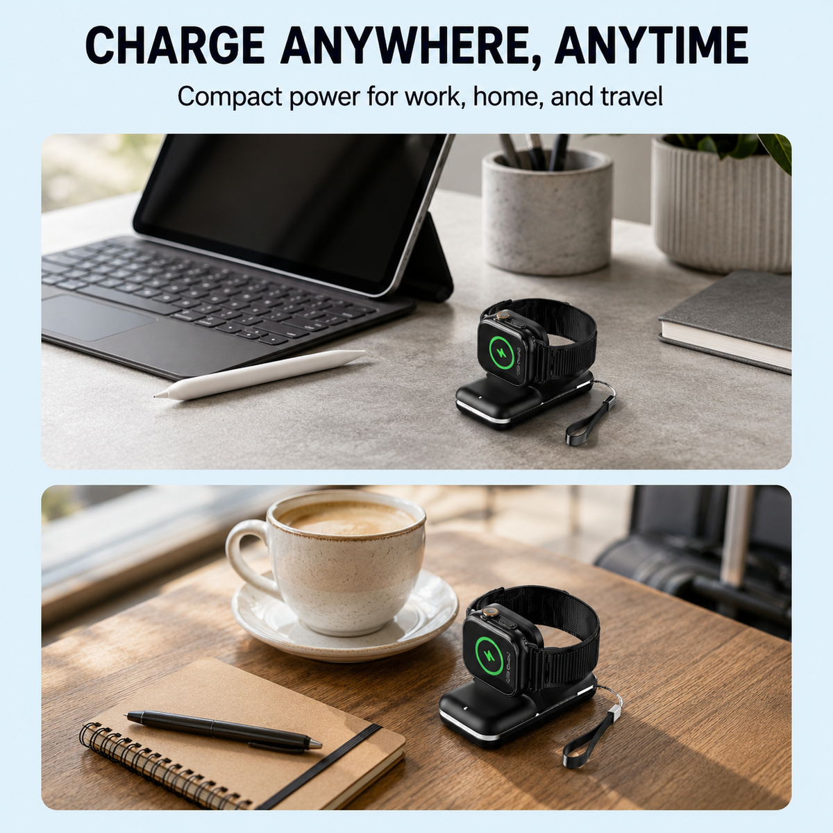 WanderS 1000mAh Apple Watch Power Bank with Foldable Charger