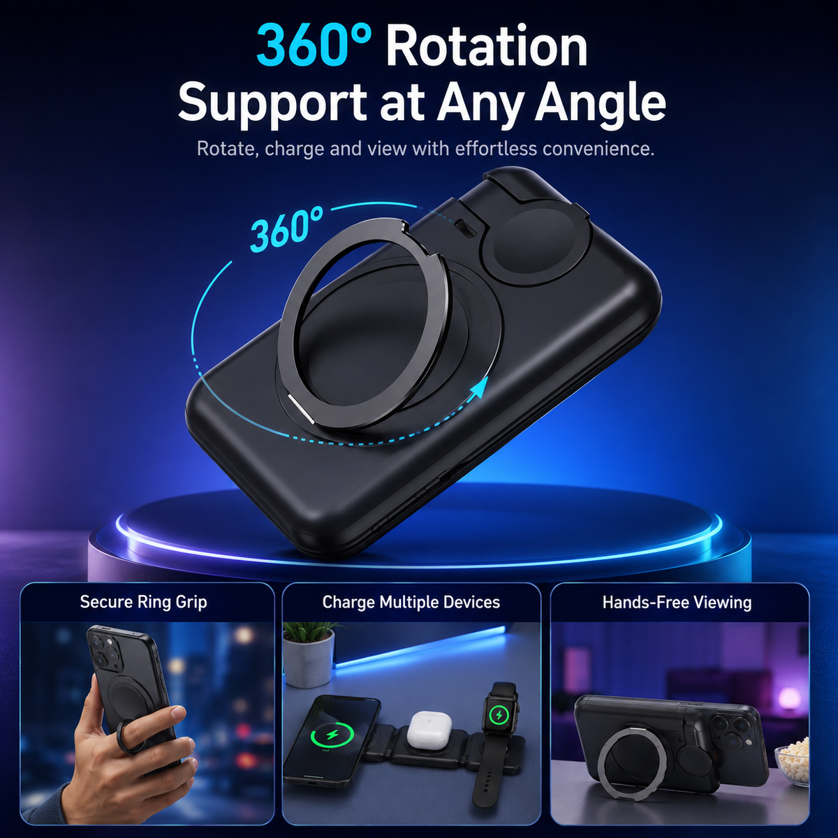 WanderS 10000mAh 3-in-1 Magnetic Power Bank 15W Max