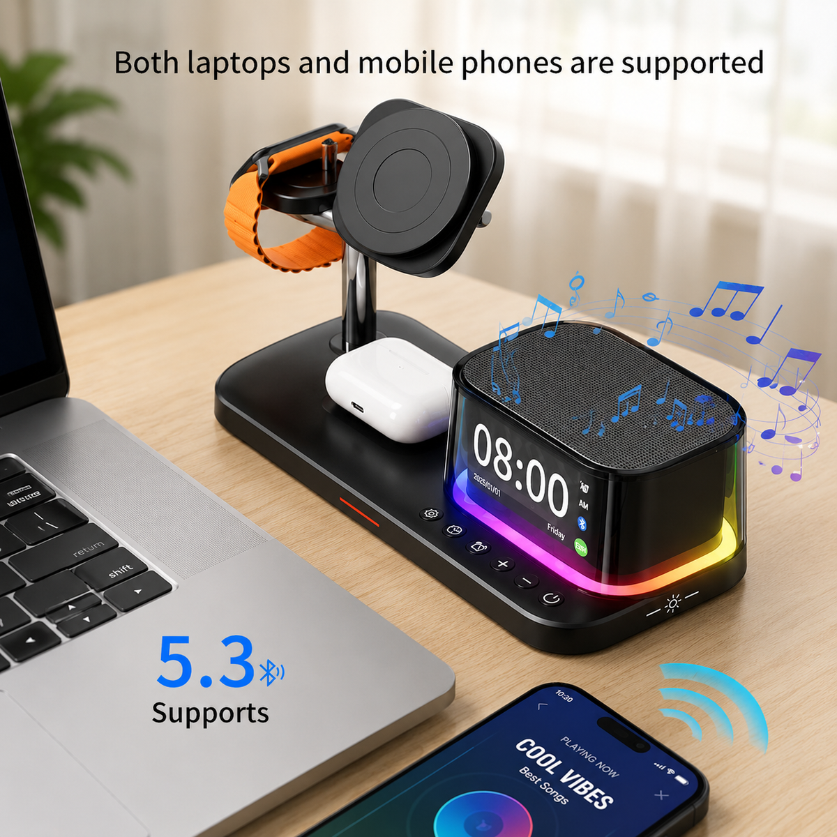 WanderS 5-in-1 Qi2.2 25W Bluetooth Speaker Wireless Charger