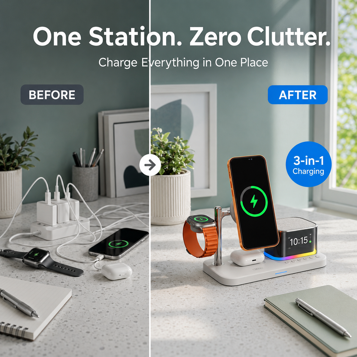 WanderS 5-in-1 Qi2.2 25W Bluetooth Speaker Cooling Wireless Charger