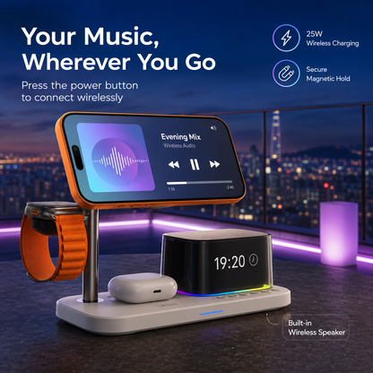 WanderS 5-in-1 Qi2.2 25W Bluetooth Speaker Cooling Wireless Charger